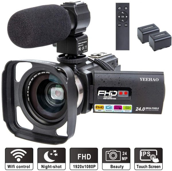 Camcorder Video Camera YEEHAO WiFi HD 1080P 24MP 16X Powerful Digital